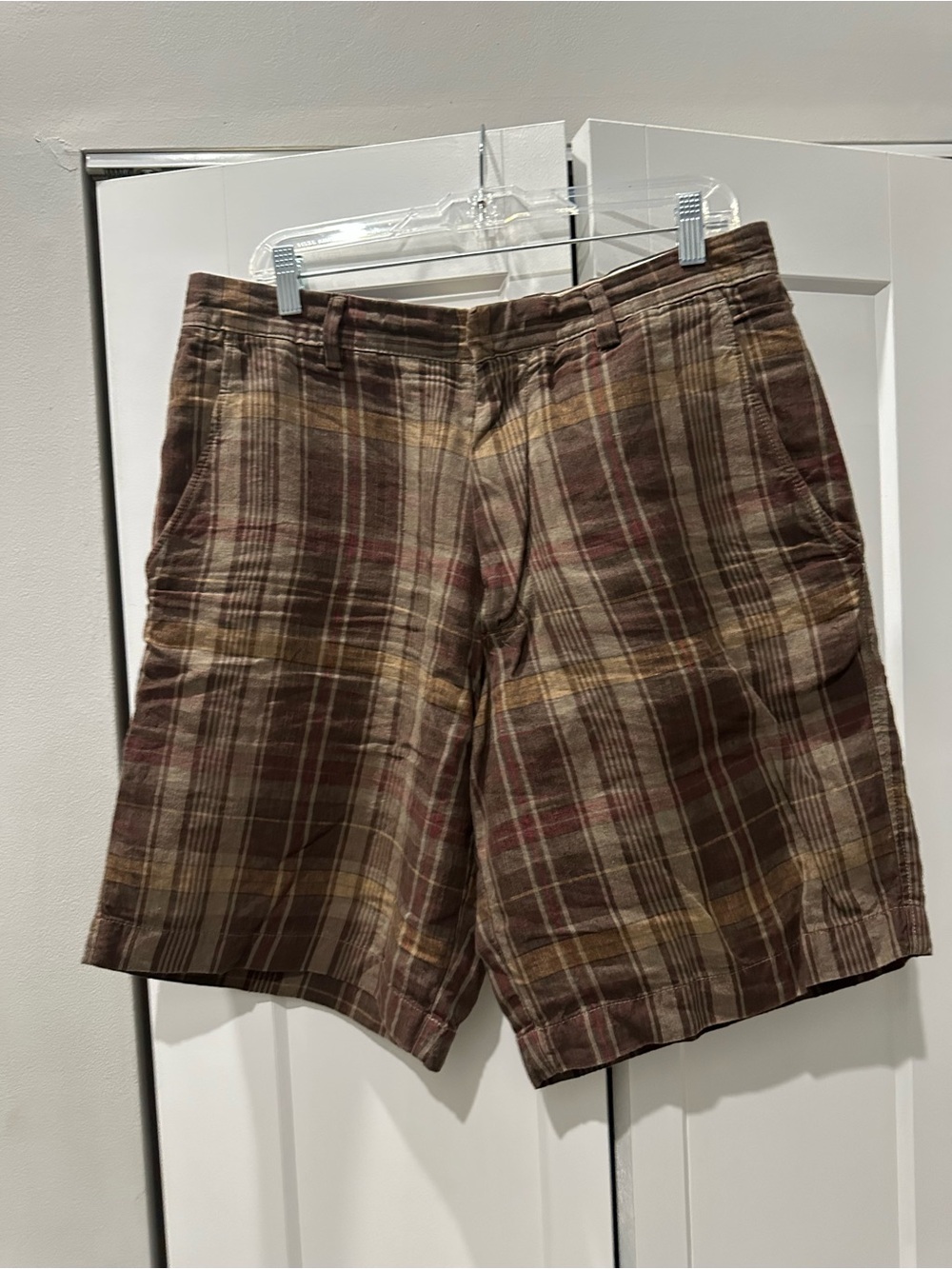 Banana Republic Brown Plaid Flat-Front Shorts
